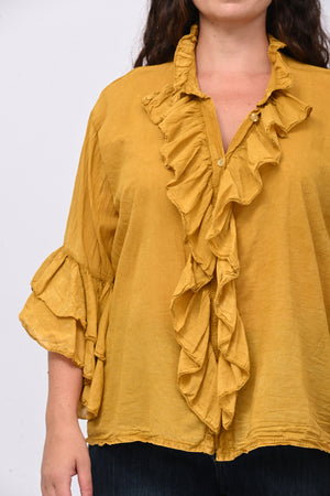 Camicia mussola rouches - Ocra