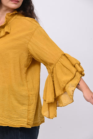 Camicia mussola rouches - Ocra
