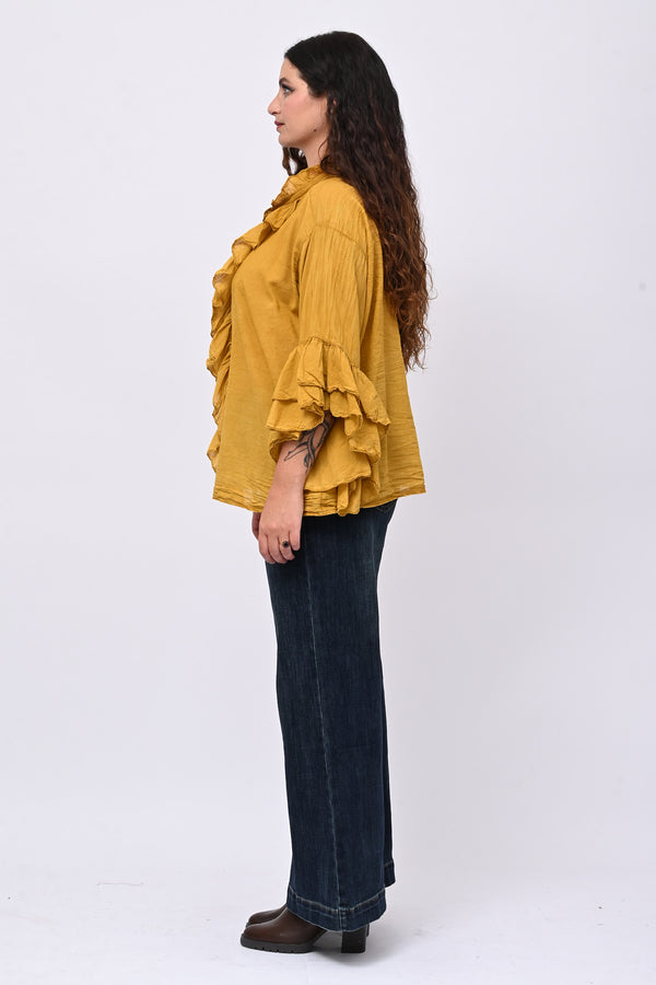Camicia mussola rouches - Ocra