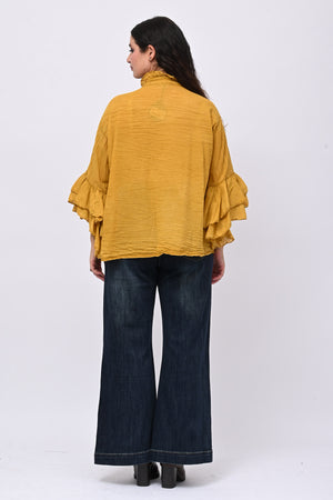 Camicia mussola rouches - Ocra