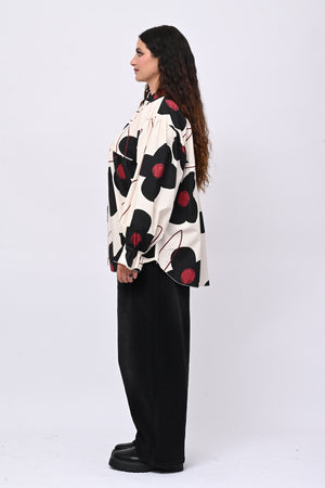 Blusa cotone margherite - Nero