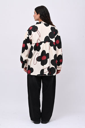 Blusa cotone margherite - Nero