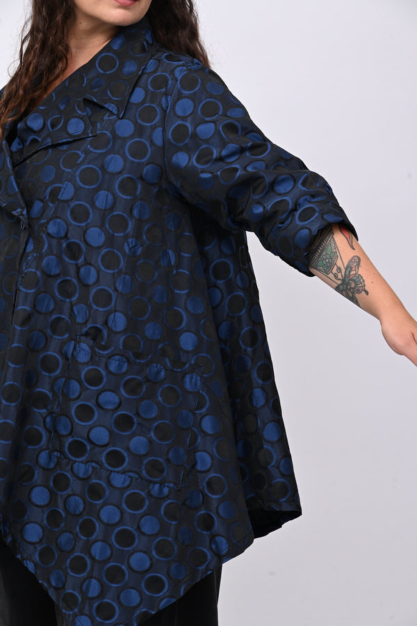 Cappotto taftà pois - Blue royal