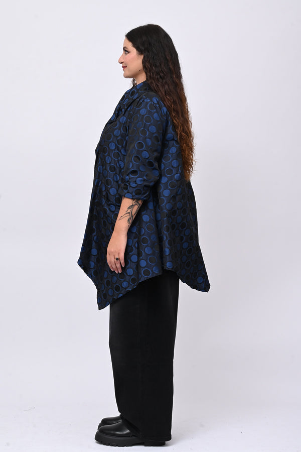 Cappotto taftà pois - Blue royal