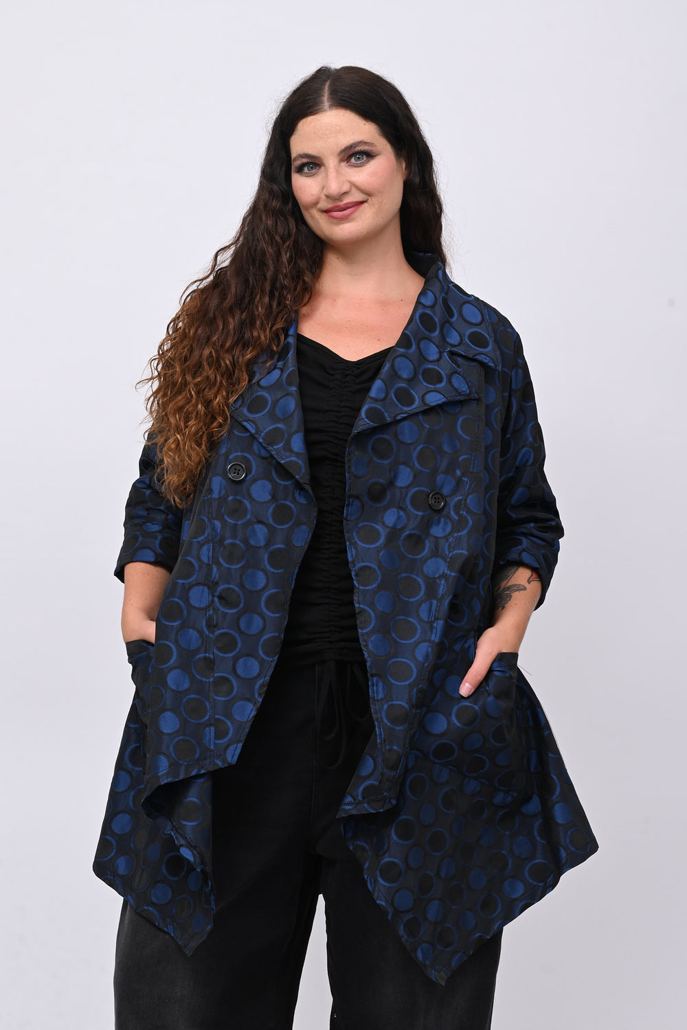 Cappotto taftà pois - Blue royal