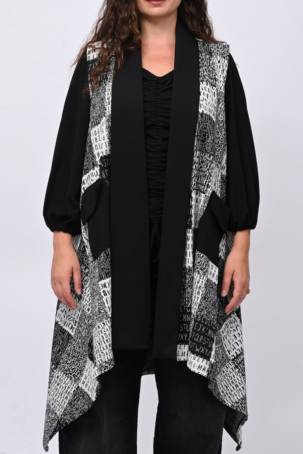 Gilet tasche e scritte - Nero