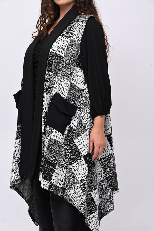 Gilet tasche e scritte - Nero