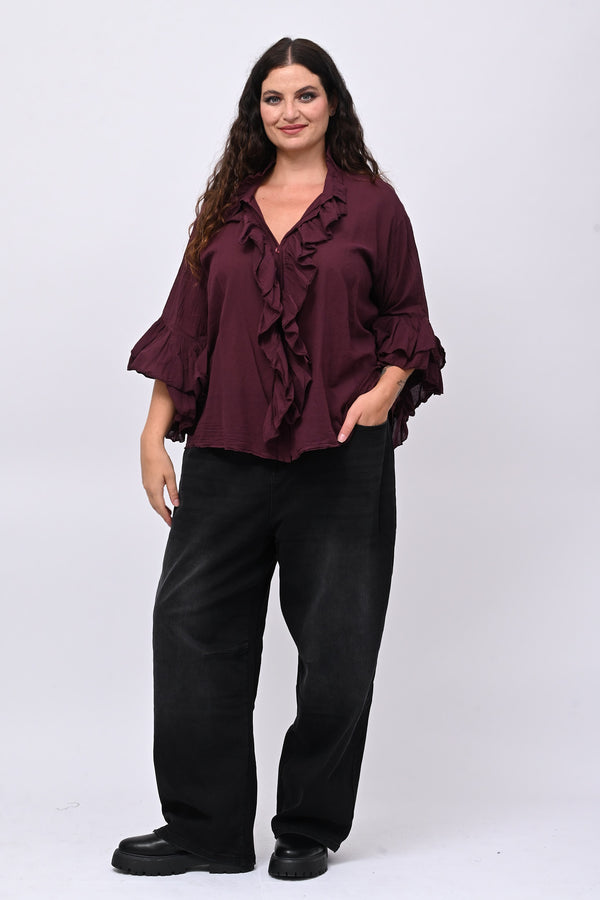 Camicia mussola rouches - Vino
