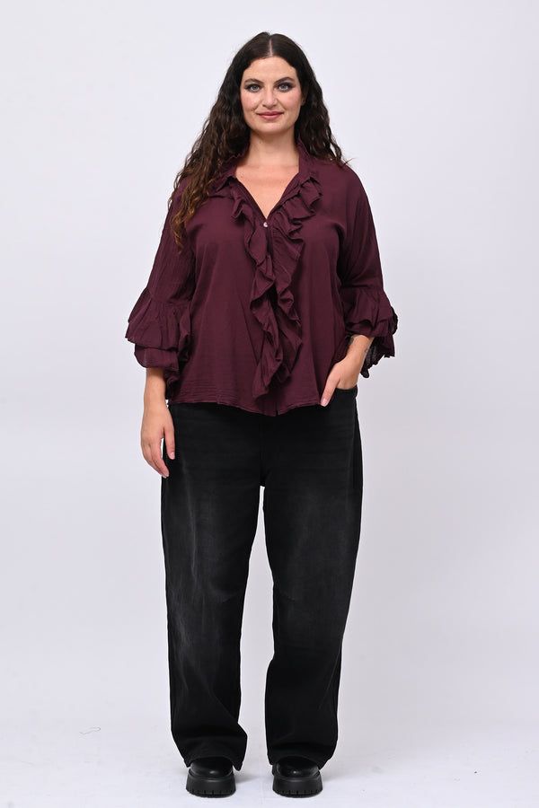 Camicia mussola rouches - Vino