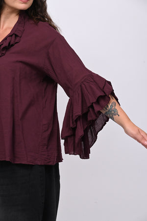 Camicia mussola rouches - Vino
