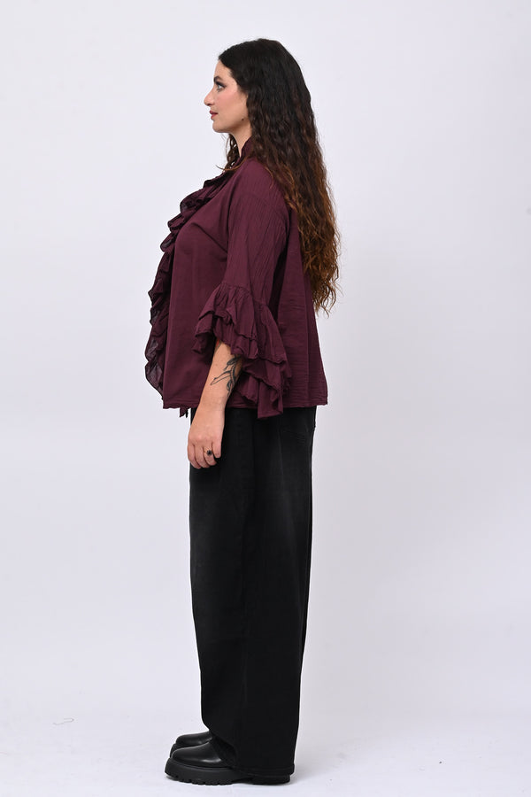 Camicia mussola rouches - Vino