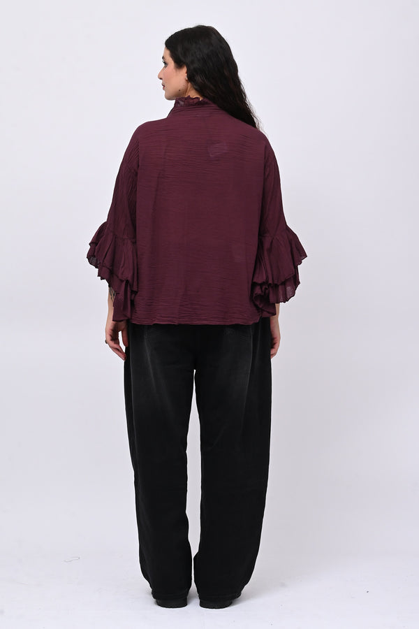 Camicia mussola rouches - Vino