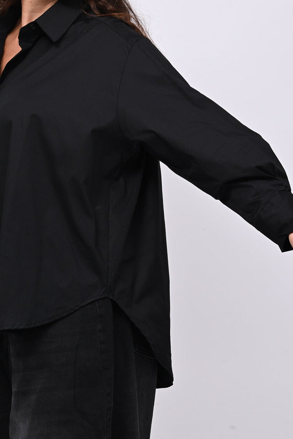 Camicia fiori maxi paillettes - Nero