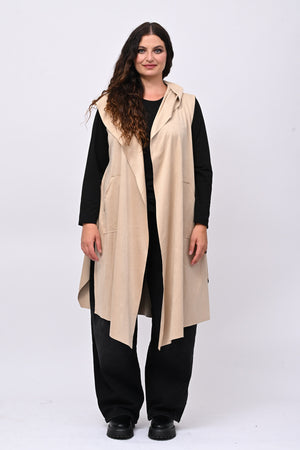 Gilet suede cappuccio - Burro
