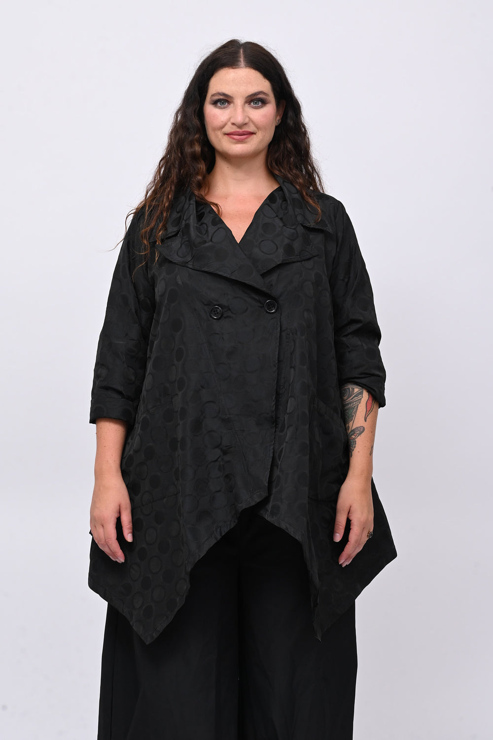 Cappotto taftà pois - Nero