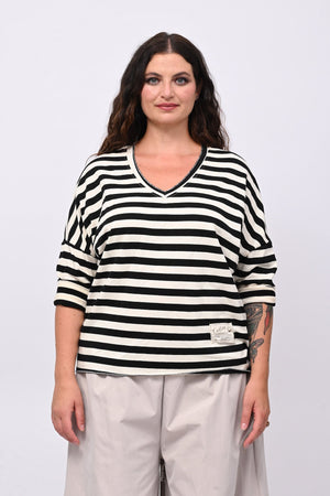 Felpa garzata righe - Bianco