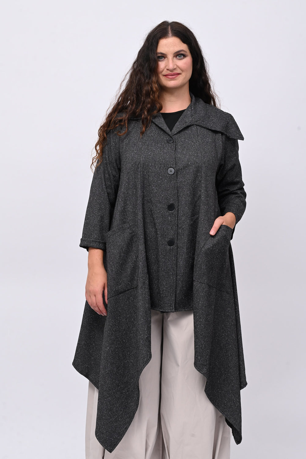 Cappottino sale e pepe svasato - Grigio