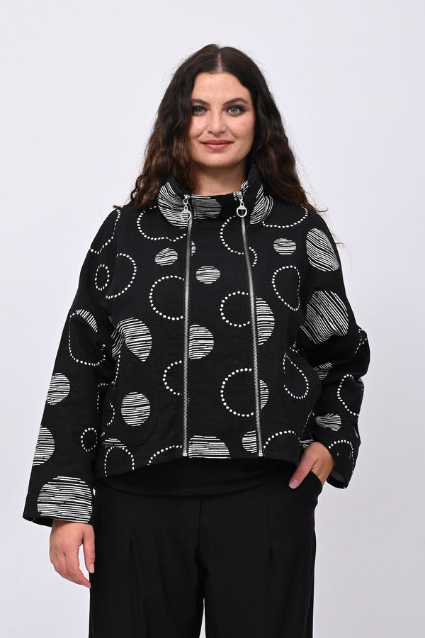 Giacca doppia zip cerchi - Nero