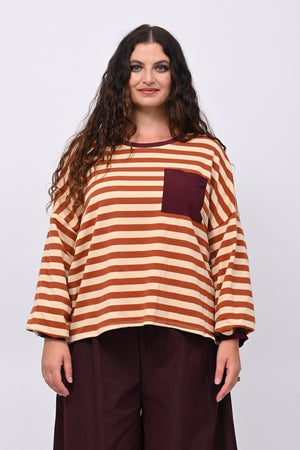 Felpa righe 3 colori - Ruggine