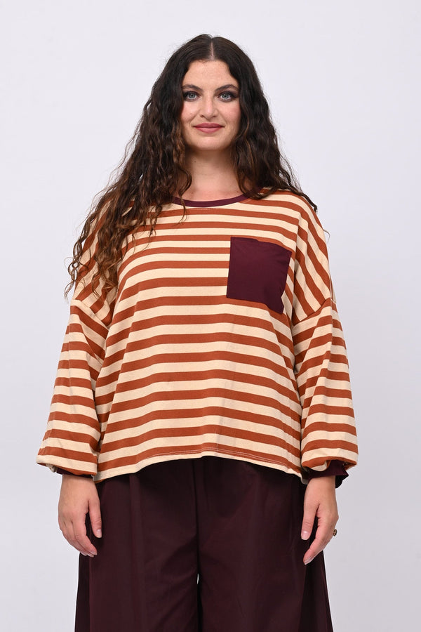 Felpa righe 3 colori - Ruggine