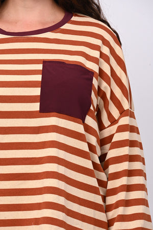 Felpa righe 3 colori - Ruggine