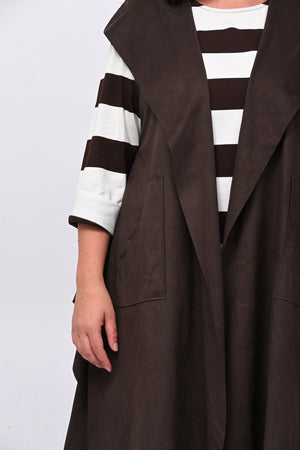 Gilet suede cappuccio - Moro