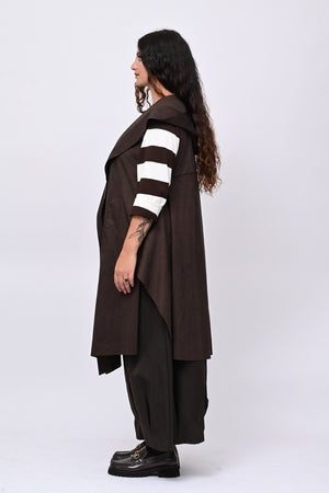 Gilet suede cappuccio - Moro