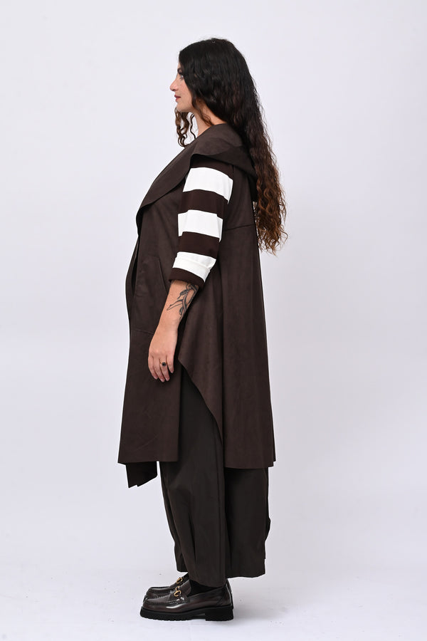 Gilet suede cappuccio - Moro