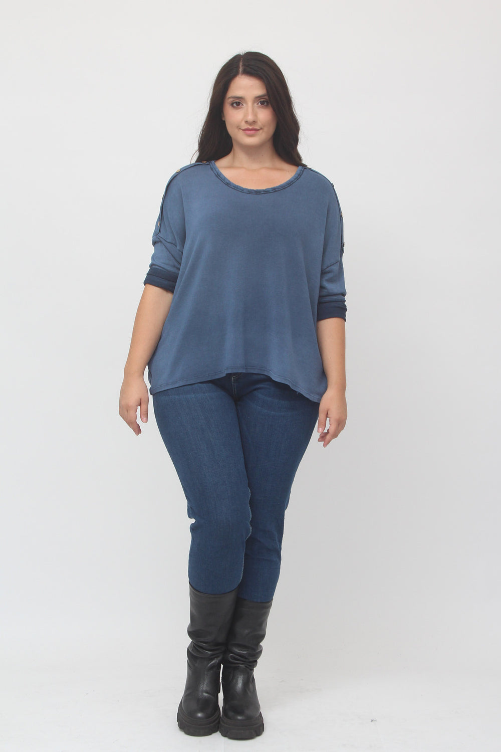 Basic Crinkled Jeans - Medium Blue