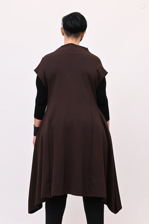 Abito svasato inserti pelle - Moro