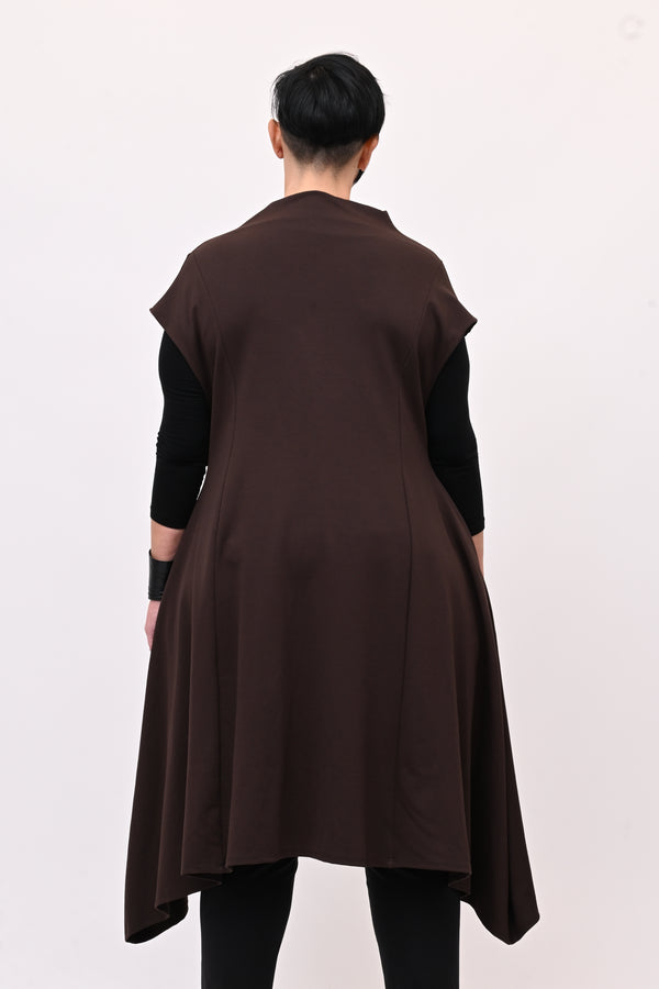 Abito svasato inserti pelle - Moro