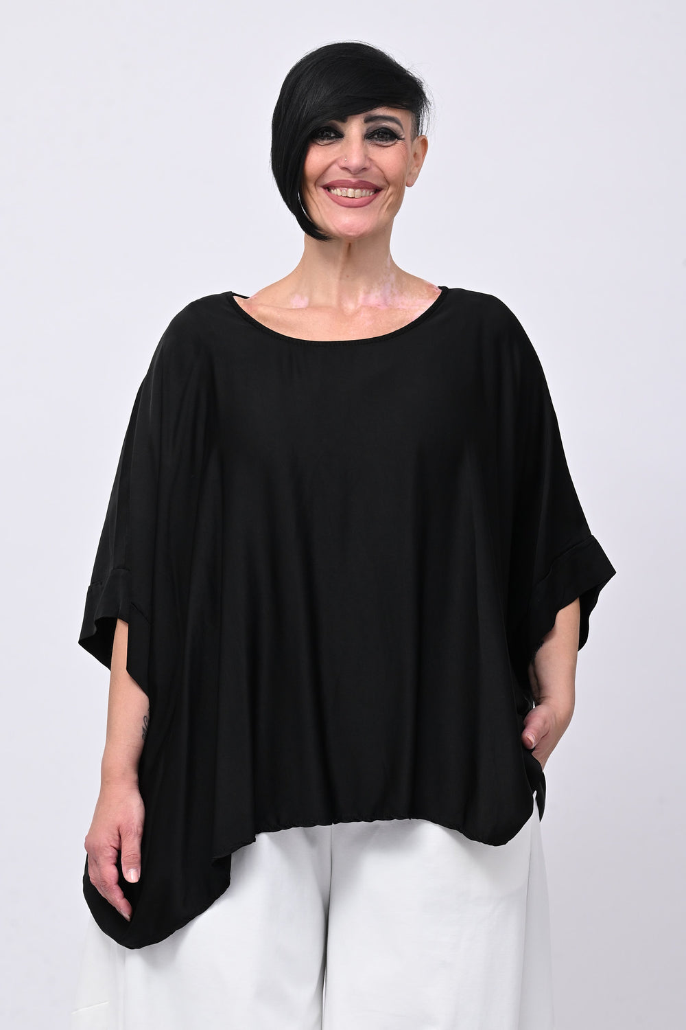 Blusa over raso - Nero