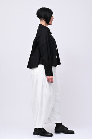 Camicia crop maxi strass - Nero
