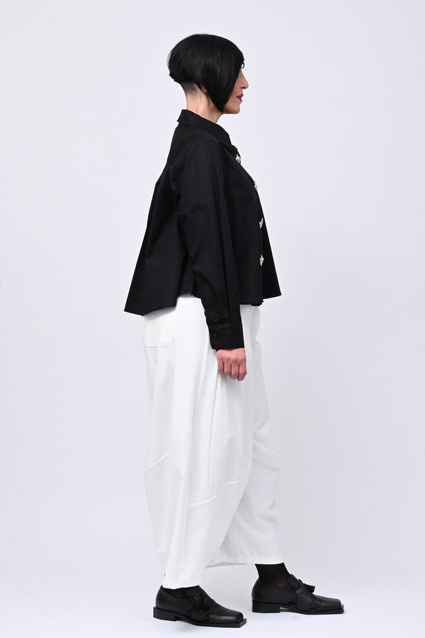 Camicia crop maxi strass - Nero
