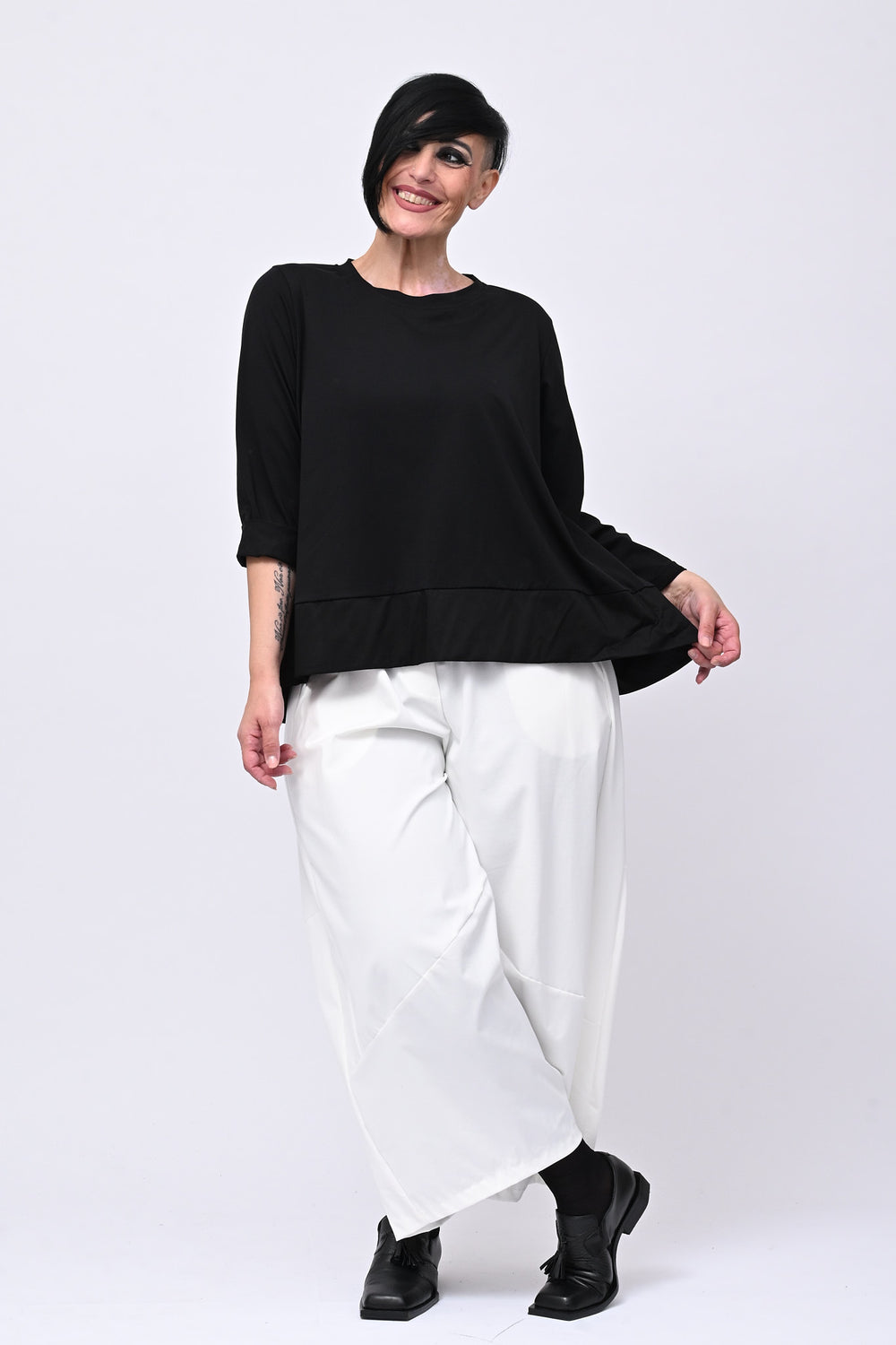 Maglia cotone bordo - Nero