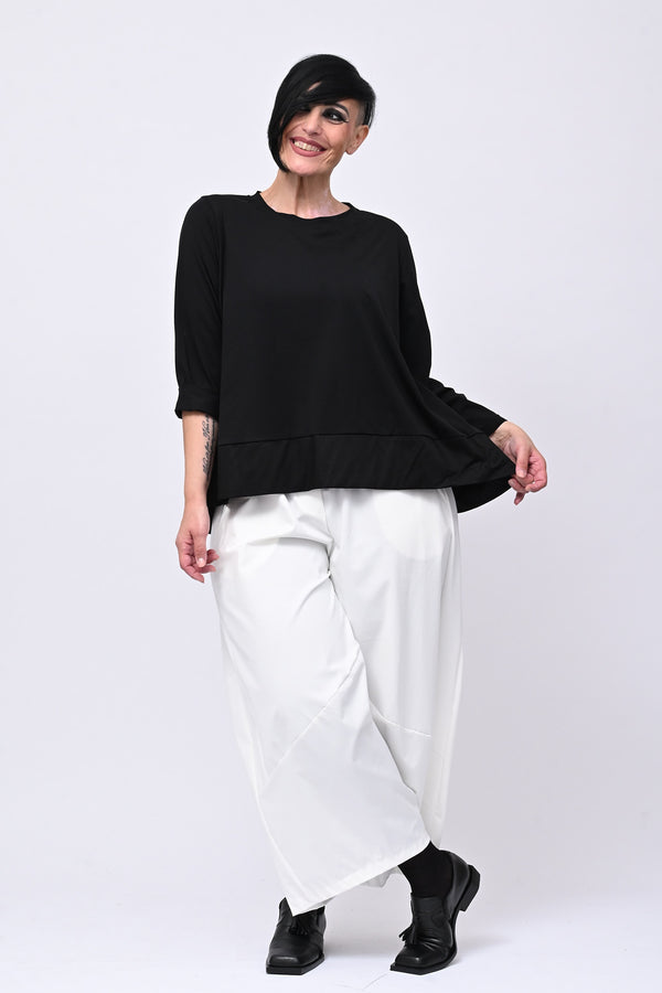 Maglia cotone bordo - Nero
