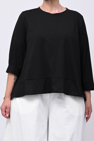 Maglia cotone bordo - Nero