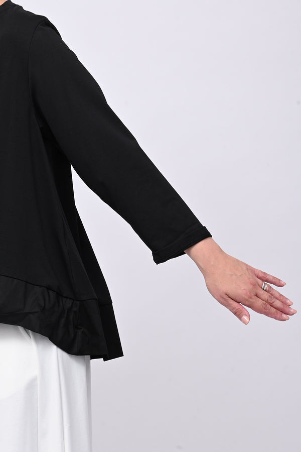 Maglia cotone bordo - Nero
