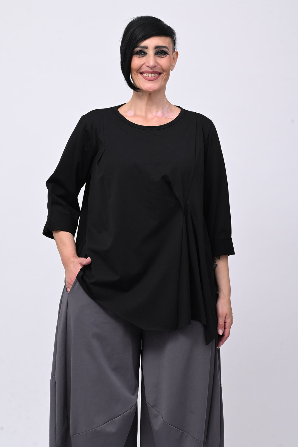 Maglia arriccio punta - Nero