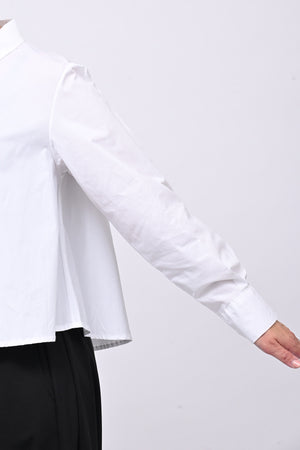 Camicia crop maxi strass - Bianco