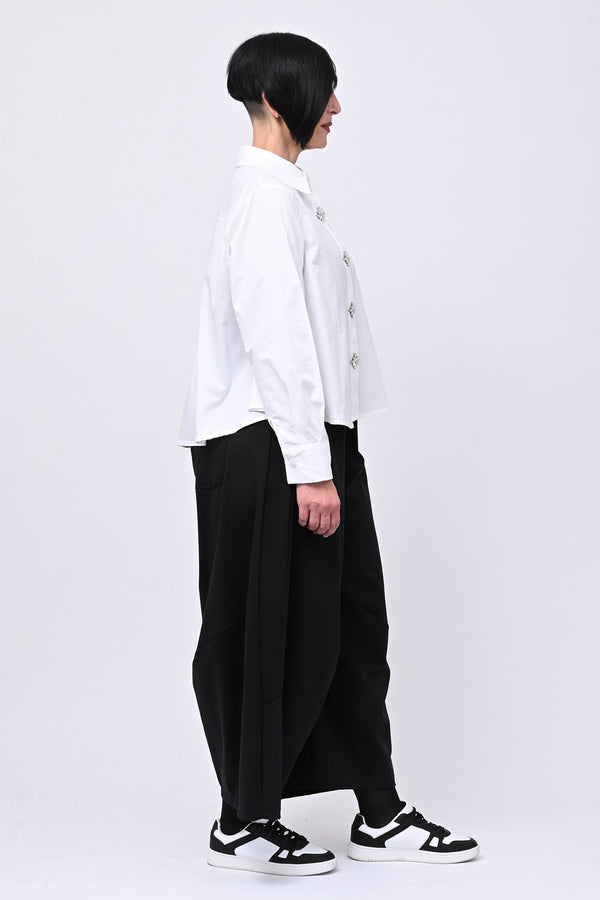 Camicia crop maxi strass - Bianco