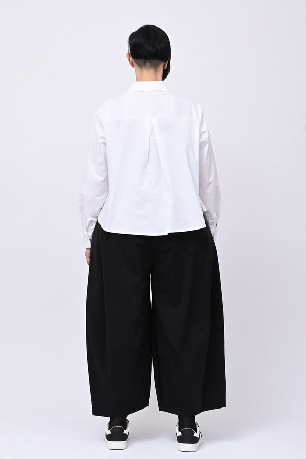 Camicia crop maxi strass - Bianco