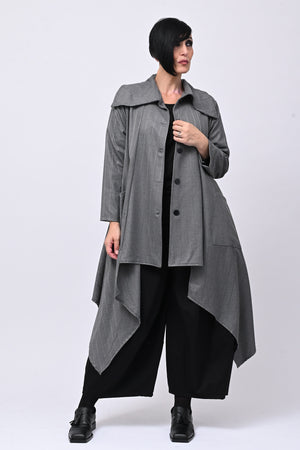 Cappottino gessato svasato - Grigio