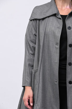 Cappottino gessato svasato - Grigio