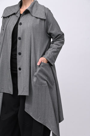 Cappottino gessato svasato - Grigio