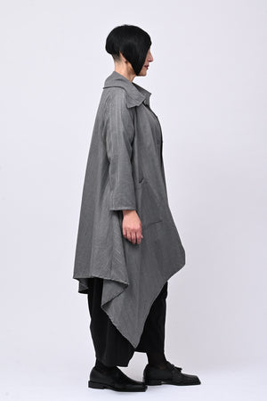 Cappottino gessato svasato - Grigio