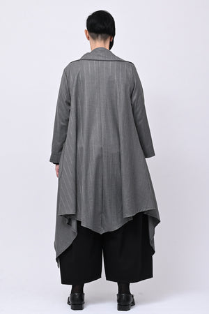 Cappottino gessato svasato - Grigio