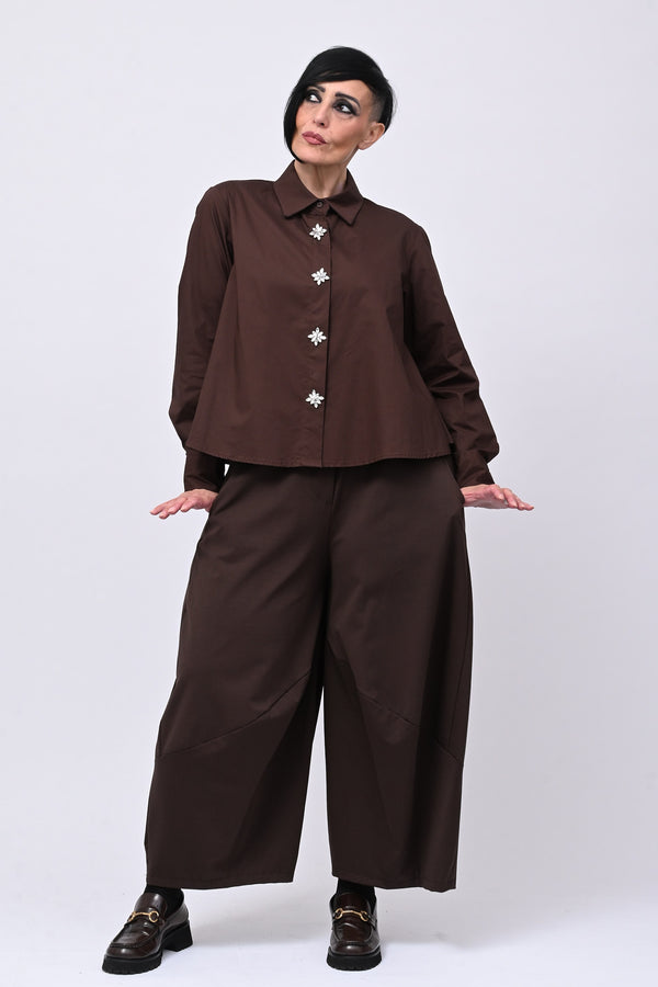 Camicia crop maxi strass - Moro