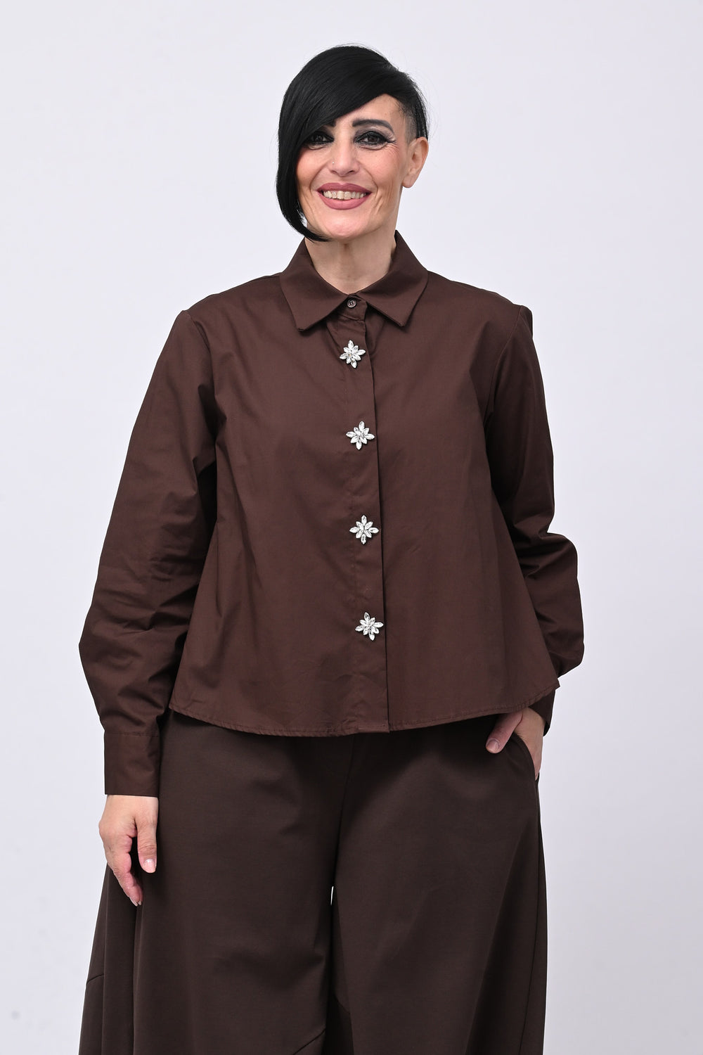 Camicia crop maxi strass - Moro