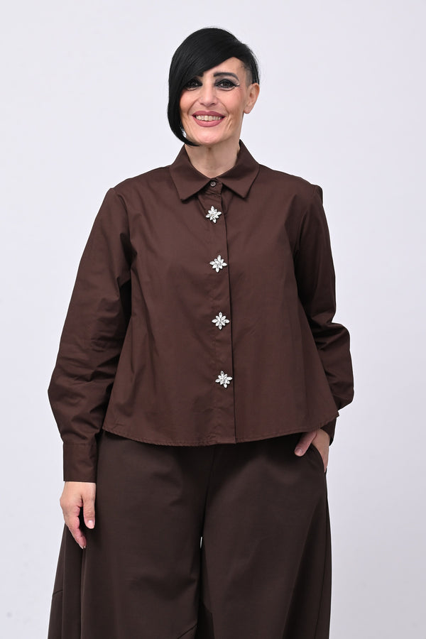 Camicia crop maxi strass - Moro